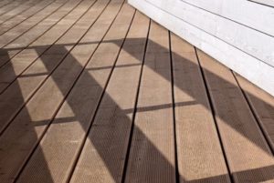 outdoor wood decking under sun