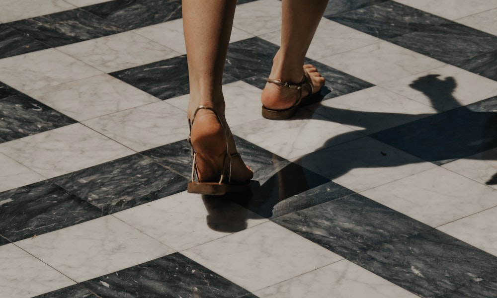 walking on marble flooring