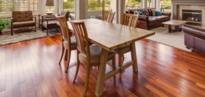 wood flooring used in dining area